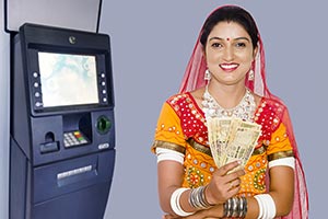 Gujrati Woman Withdrawing Money ATM