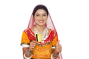 Gujrati Woman Showing Credit Card