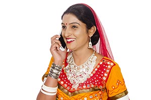 Gujrati Woman Talking Mobile Phone