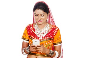 Gujrati Woman Reading Message