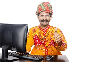 Gujrati Man Computer Education Thumbsup