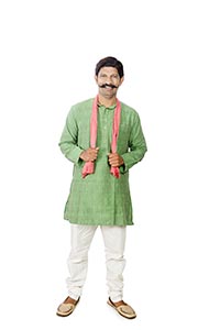 Rural Man Standing Kurta Pajama