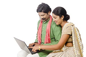 Rural Couple Laptop Working