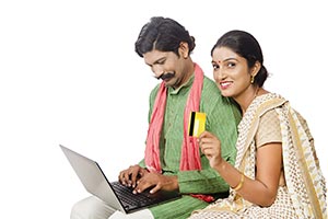 Rural Couple Laptop Shopping Credit Card