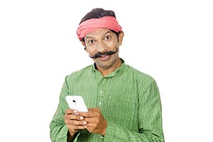 Rural Man Messaging Cellphone