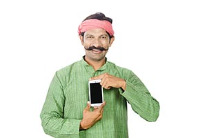 Rural Man Showing Cell Phone