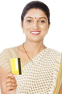 Rural Woman Showing Credit Card