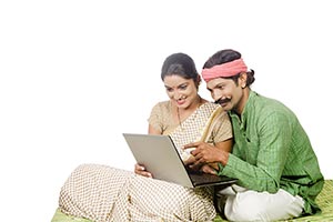 Rural Couple Laptop Working