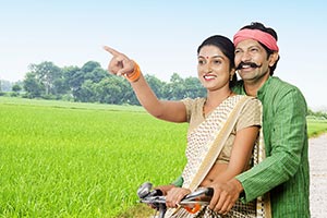 Indian Couple Village Riding Bicycle