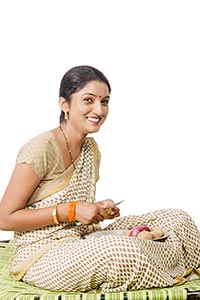 Rural Woman Cutting Vegetable