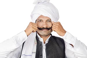 Indian Farmer Sarpanch Showing Moustache