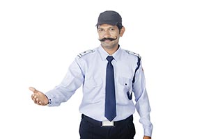 Man Security Guard Gesturing Hand