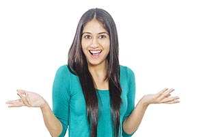 Indian Young Woman Shrugging