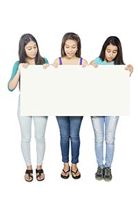 Girls Friends Whiteboard Peeking