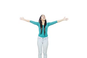 Happy Young woman Arms Outstretched
