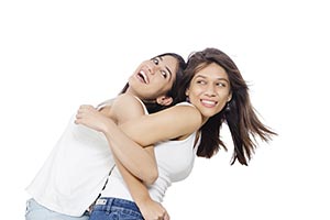 Teenage Girls Piggyback Fun