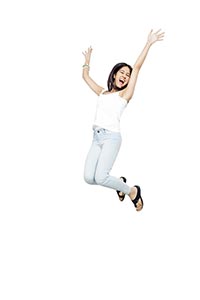 Young Girl Jumping Shouting