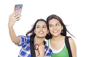 College Girls Taking Selfie