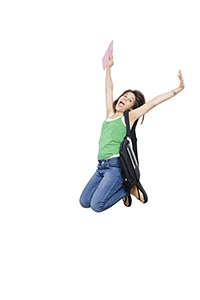 College Girl Student Jumping