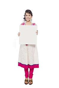 Teenage Girl Holding Message Board