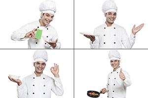 Montage Photo Indian Chef Man Multitasking