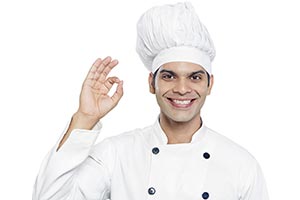Indian Professional Chef Man Showing Ok Sign