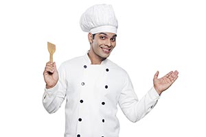 Indian Chef Showing Spatula Gesturing Hand
