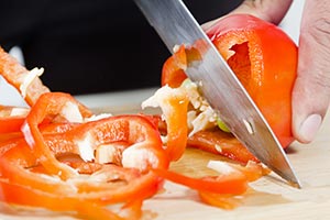 Close up Chef Chopping Vegetables