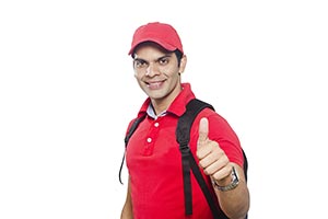 Indian Delivery Man Worker Showing Thumbsup