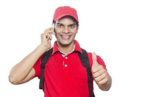 Delivery Men Talking Phone Thumbs up