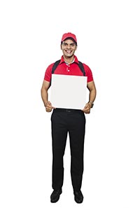 Delivery Man Holding White Board