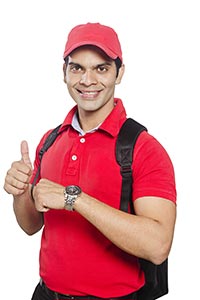 Indian Courier man Showing Thumbs up