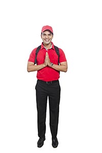 Indian Delivery Man Welcome Namaste