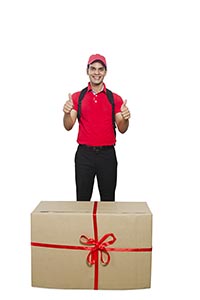 Delivery Man Parcel Gift Box Thumbs up