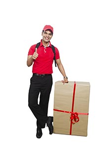 Delivery Man Parcel Gift Box Thumbs up
