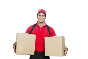 Delivery Man Holding Parcel Boxes