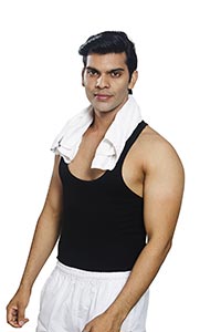 Fitness Man Trainer Towel Around Neck