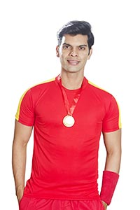 Indian Basketball Man Player Wearing Gold Medal Vi