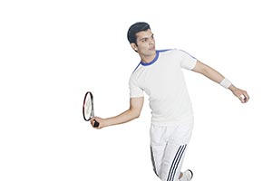 Indian Athlete Man Playing Tennis Racket