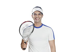 Sports Man Tennis Player Holding Racket