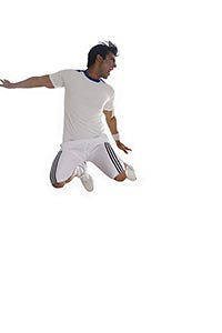 Sports Man Jumping Mid-air Shouting