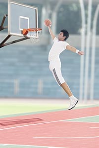 Indian Basketball Man Jumping Outdoor Court