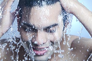Man Bathroom Bathing Water Drops
