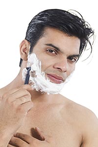 Man Shaving Cream Face Preparing Shave Razor