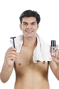 Man Clean Shave Showing Razor Cream