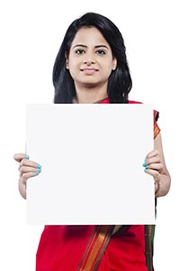 Indian Businesswoman Showing Message Board