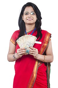 Indian Business Woman Money Showing