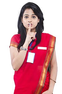 Business Woman Silence Finger