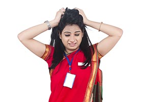 Stressed Salesperson Woman Pulling Hair