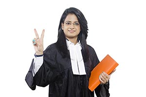 Woman Lawyer Finger Victory